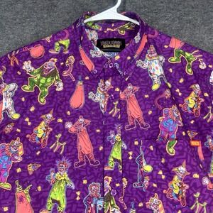 RSVLTS Shirt Mens M purple Killer Klowns From Outer Space "Klown Kaos" Button up